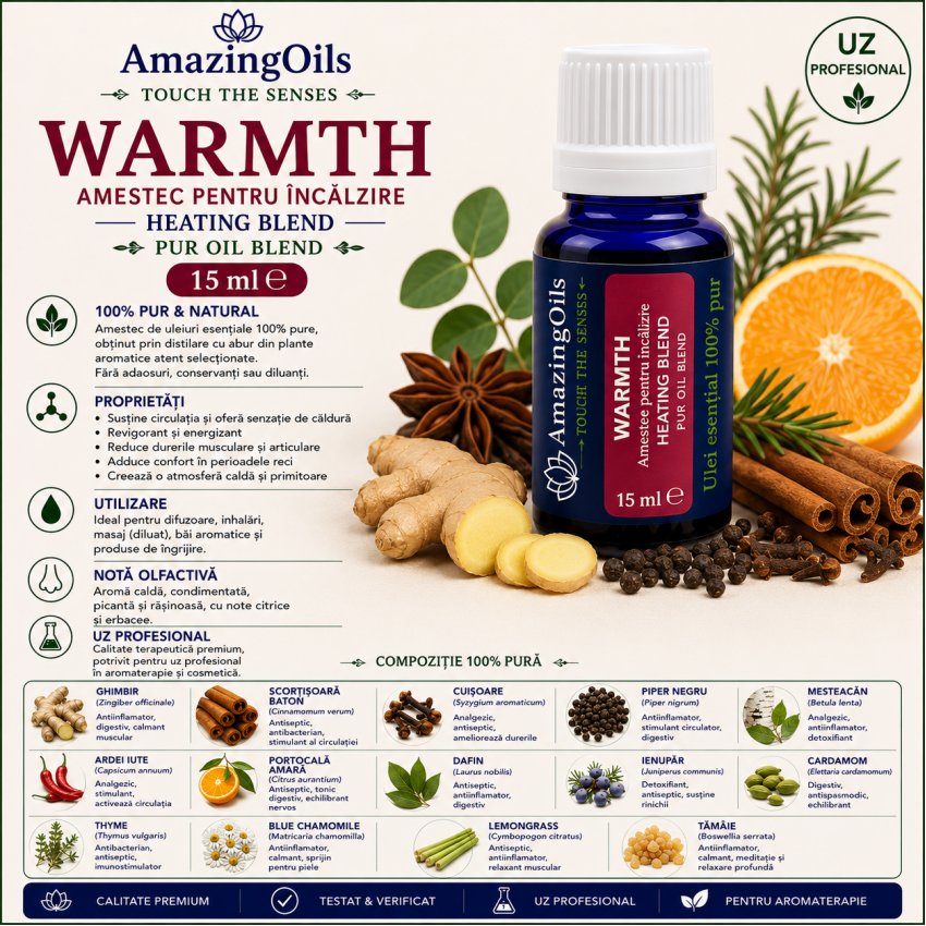 WARMTH-amestec pentru incalzire-HEATING BLEND- pur oil blend-15ml