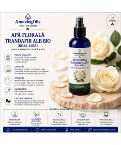 Apă Florală Trandafir Alb Bio (Rosa Alba) – 200ml