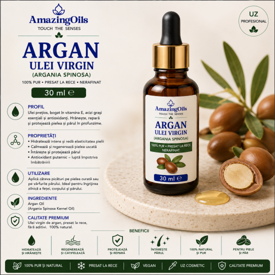 ARGAN-   Ulei  virgin- (argania spinosa ) sticla cu pipeta 30ml