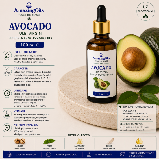  AVOCADO -  Ulei  virgin- ( persea gratissima oil ) 100ml
