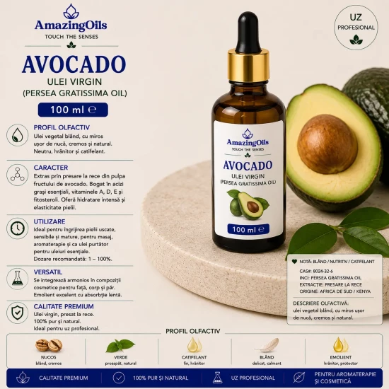  AVOCADO -  Ulei  virgin- ( persea gratissima oil ) 100ml