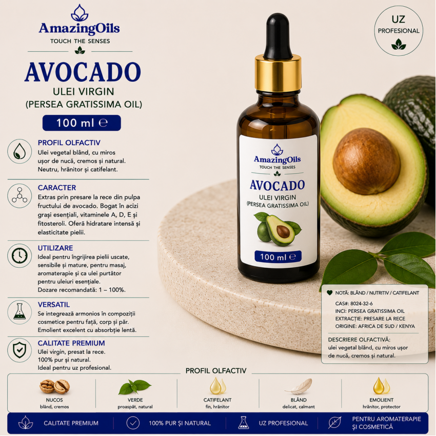  AVOCADO -  Ulei  virgin- ( persea gratissima oil ) 100ml