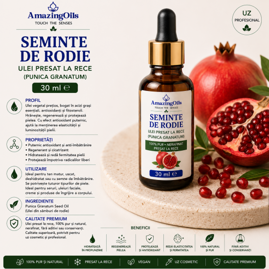 SEMINTE DE RODIE -Ulei presat la rece-(Punica granatum)-30 ml