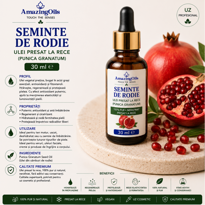 SEMINTE DE RODIE -Ulei presat la rece-(Punica granatum)-30 ml