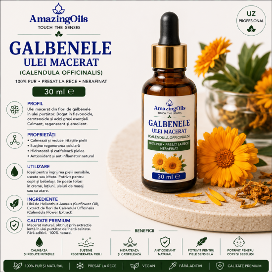 GALBENELE - ulei macerat (calendula officinalis ) sticla cu pipeta 30ml