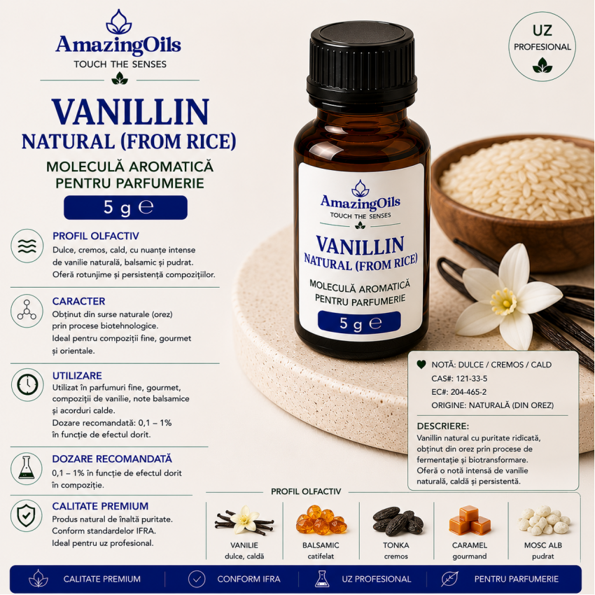 Vanillin natural (from rice)-5g