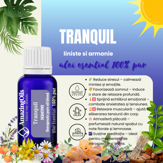 Tranquil – Amestec de uleiuri esențiale pentru liniște și armonie Interioară-15ml