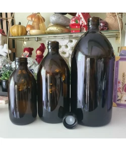 Recipient sticlă amber 250 ml cu capac negru 28/410