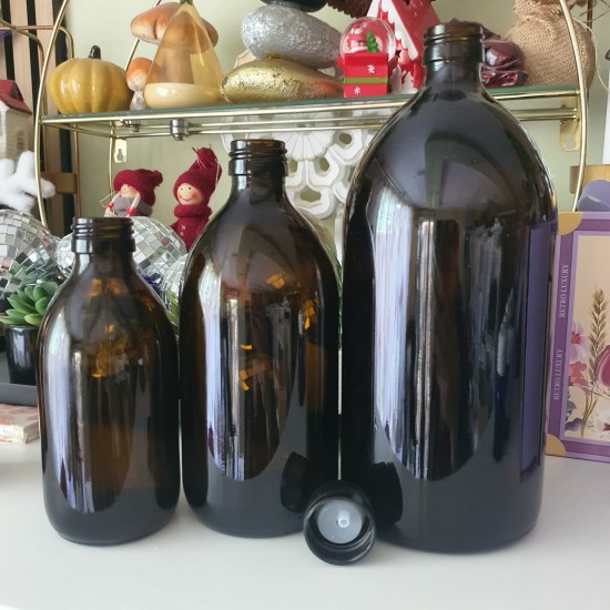 Recipient sticlă amber 1000 ml cu picurător 
