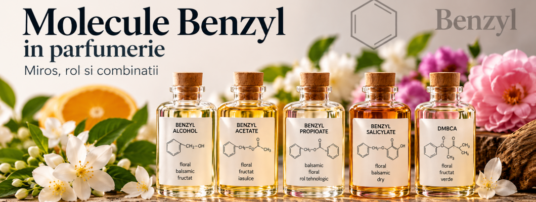 Molecule Benzyl in parfumerie: miros, rol si combinatii Molecule Benzyl in parfumerie: miros, rol si combinatii