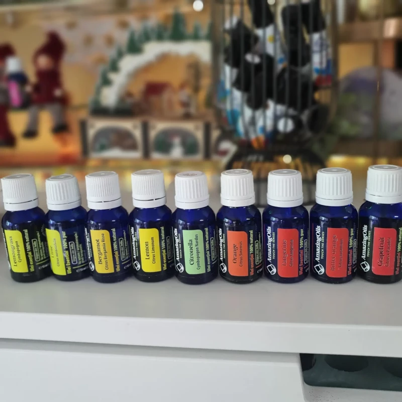 SET 9 uleiuri esentiale  100% PUR -15 ml  fiecare cu difuzor mic NR#5 CITRICE