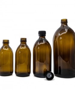Recipient sticlă amber 1000 ml cu picurător 