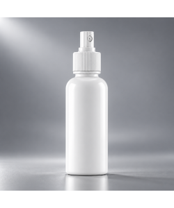 Flacon PE 100 ml, alb, filet 24 mm, cu atomizor alb