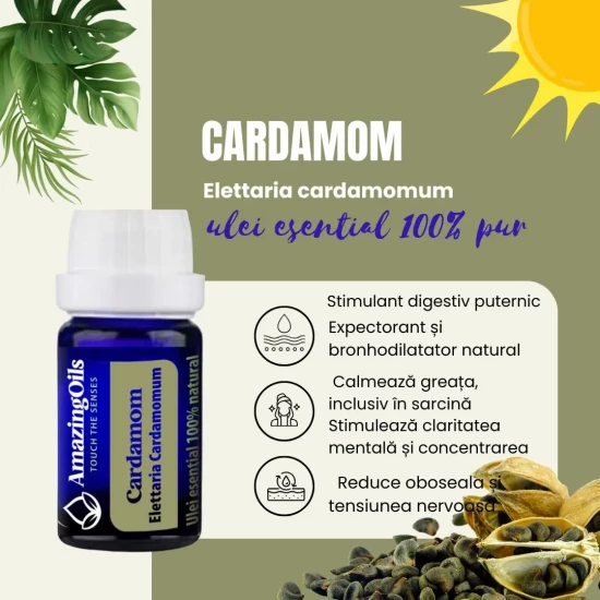  CARDAMOM-  Ulei esential 100% pur - CARDAMOM OIL (Elettaria Cardamomum)-5ml