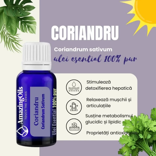 CORIANDRU-ulei esential 100% pur-CORIANDER-Coriandrum sativum  pure oil-15ml 
