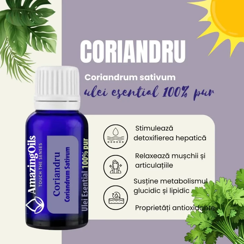 CORIANDRU-ulei esential 100% pur-CORIANDER-Coriandrum sativum  pure oil-15ml 