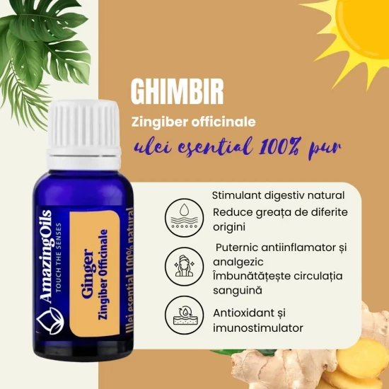  GHIMBIR - Ulei esential 100% pur -  GINGER OIL (Zingiber officinale) -15 ml 