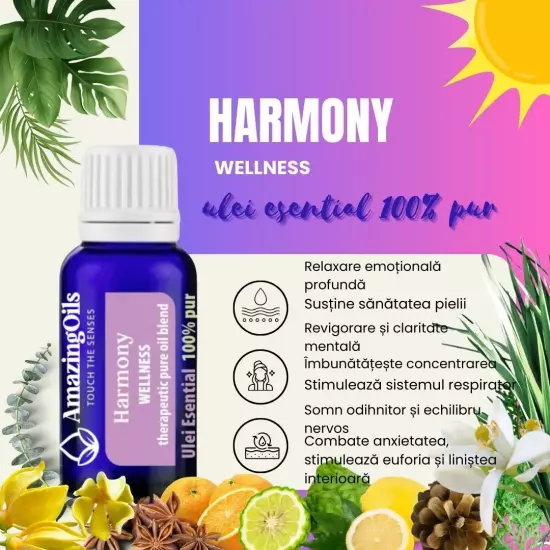 HARMONY-Amestec de uleiuri esentiale-wellness 100%pur-15ml