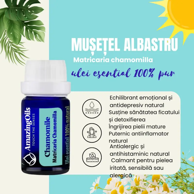 MUSETEL ALBASTRU - Ulei esential 100% pur - GERMAN CHAMOMILE OI 5ml