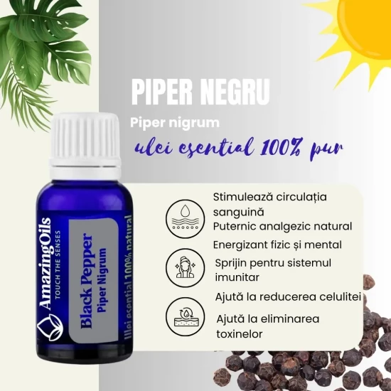  PIPER NEGRU-Ulei esential 100% pur - BLACK PEPPER OIL (Piper nigrum) 5ml