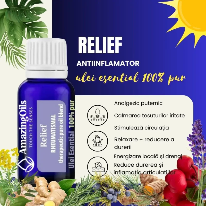 RELIEF-amestec de uleiuri esentiale 100% pur-REUMATIC-15ml