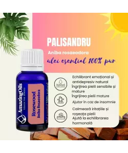 PALISANDRU -Ulei esential 100% pur -  ROSEWOOD (Aniba Rosaeodora)   15 ml