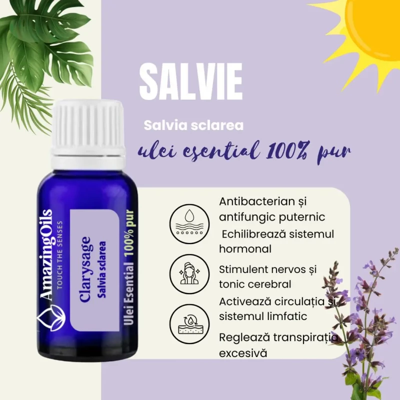 SALVIE- Ulei esential 100% pur-CLARY SAGE (Salvia sclarea)-15ml