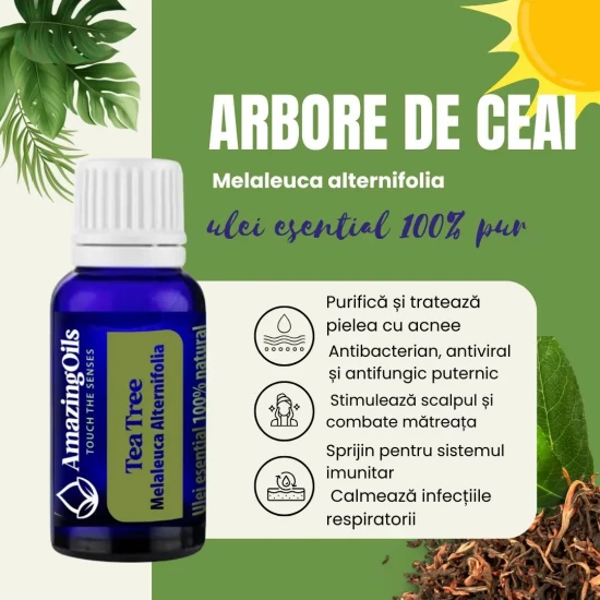 ARBORE DE CEAI -  Ulei esential 100% pur -  TEA TREE OIL (Melaleuca alternifolia) 15 ml
