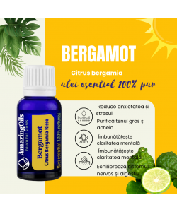BERGAMOTA -  Ulei esential 100% pur - BERGAMOT(Citrus bergamia) 15 ml