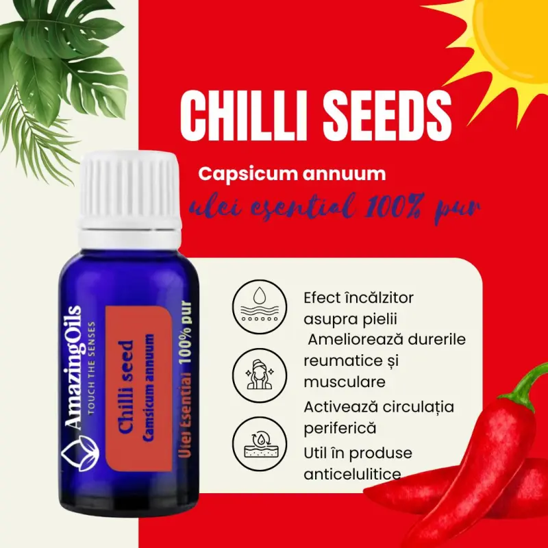 ARDEI IUTE ulei esential 100%pur-CHILLI(Capsicum annuum)-15 ml