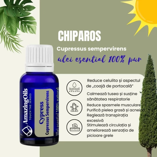  CHIPAROS - Ulei esential 100% pur - CYPRESS OIL (Cupressus sempervirens) -15ml