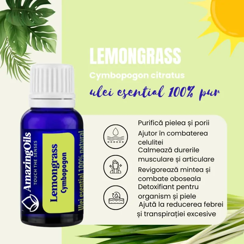  LEMONGRASS- Ulei esential 100% pur (Cymbopogon) 15ml