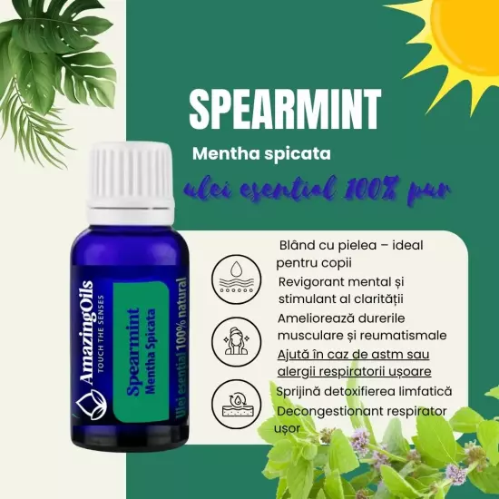  MENTA CREATA -Ulei esential 100% pur - SPEARMINT OIL (Mentha spicata) 15 ml