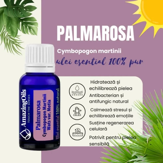 PALMAROSA-Ulei  esential 100% pur- (Cymbopogon martinii wats var) 15ml