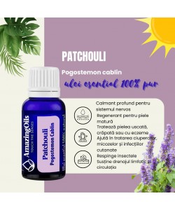 PATCHOULI  -Ulei esential 100% pur -  PATCHOULI OIL (Pogostemon cablin) 15 ml