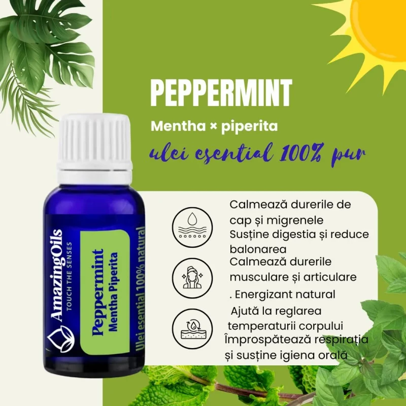  MENTA/ PEPPERMINT -Ulei esential 100% pur ( Mentha x piperita )-15 ml