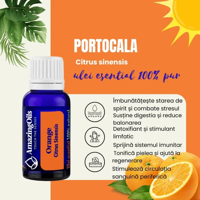 PORTOCALA -Ulei esential 100% pur - ORANGE OIL (Citrus sinensis) 15 ml