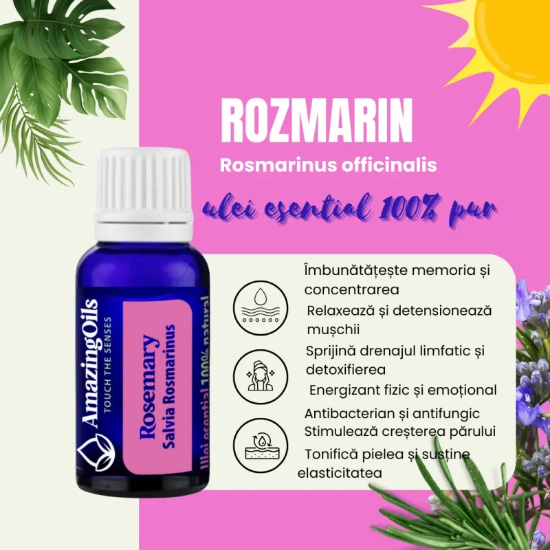 ROZMARIN - Ulei esential 100% pur -  ROSEMARY OIL (Salvia rosmarinus) 15ml