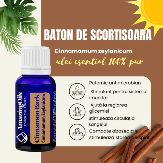   BATON DE SCORTISOARA -Ulei esential 100% pur - Cinnamomum zeylanicum 15 ml