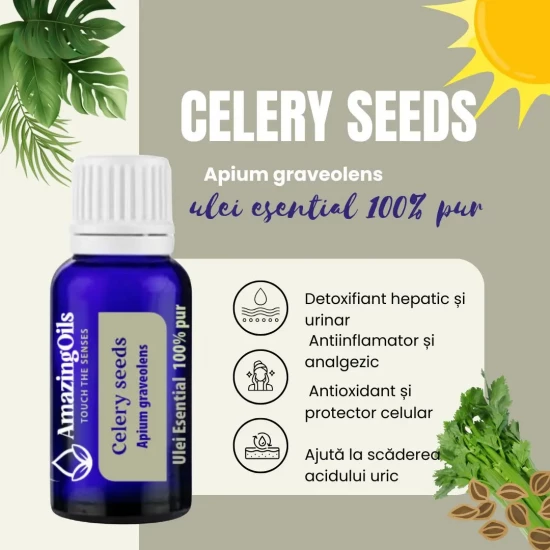 SEMINTE DE TELINA ulei esential 100% pur -Celery seed oil (Apium graveolens) -15 ml