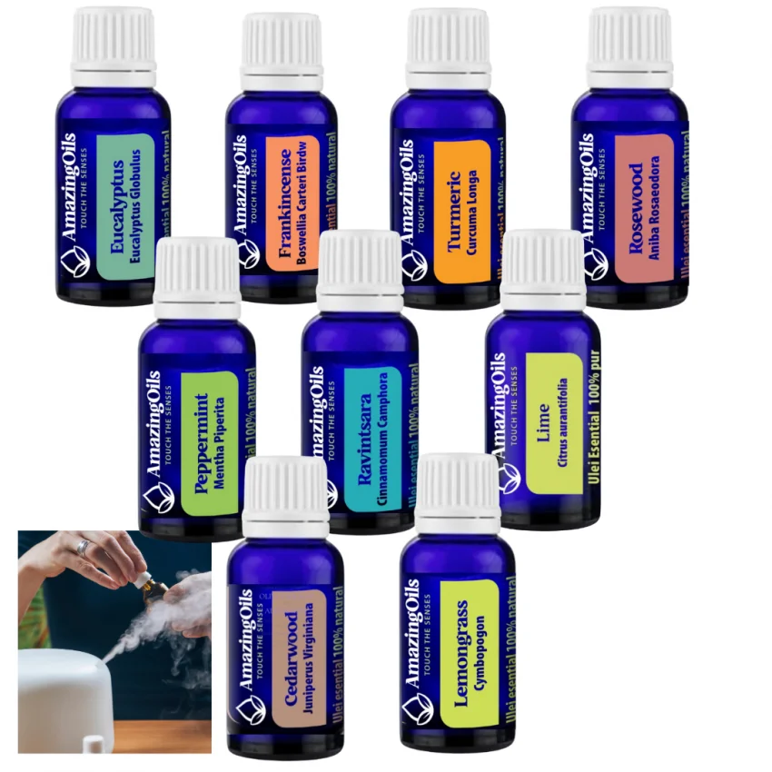 SET 9 uleiuri esentiale 100% PUR -15 ml fiecare cu difuzor mic  >NR#3