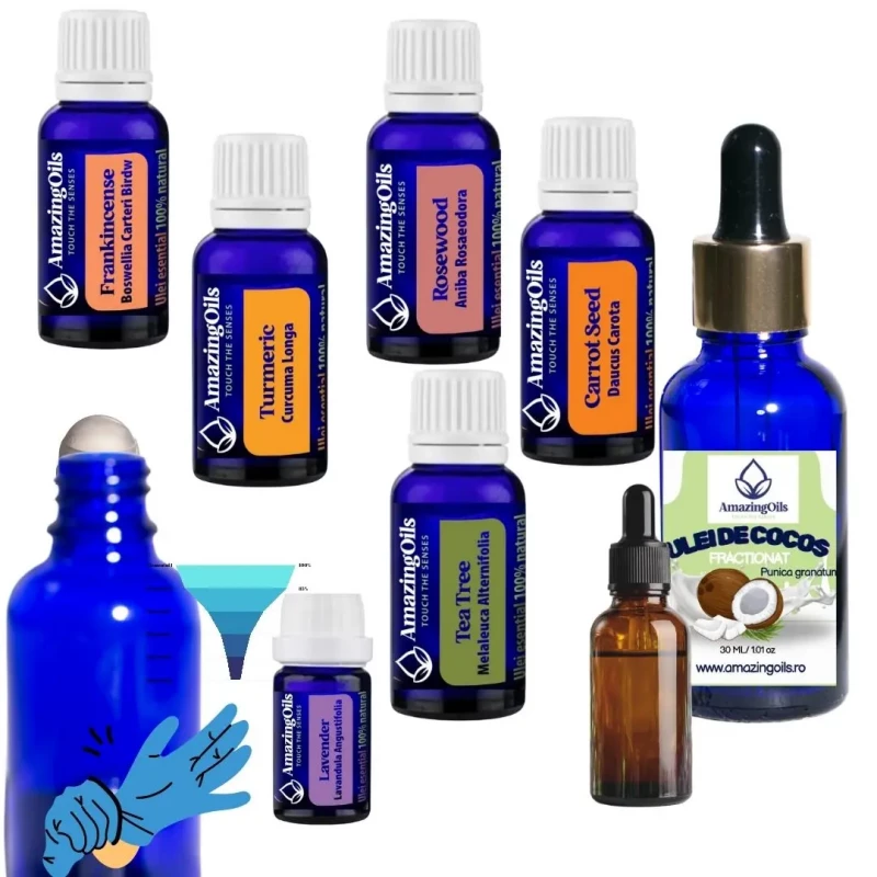 SET  cadou cu uleiuri esentiale INGRIJIRE PIELE-6 uleiuri esentiale-80 ml