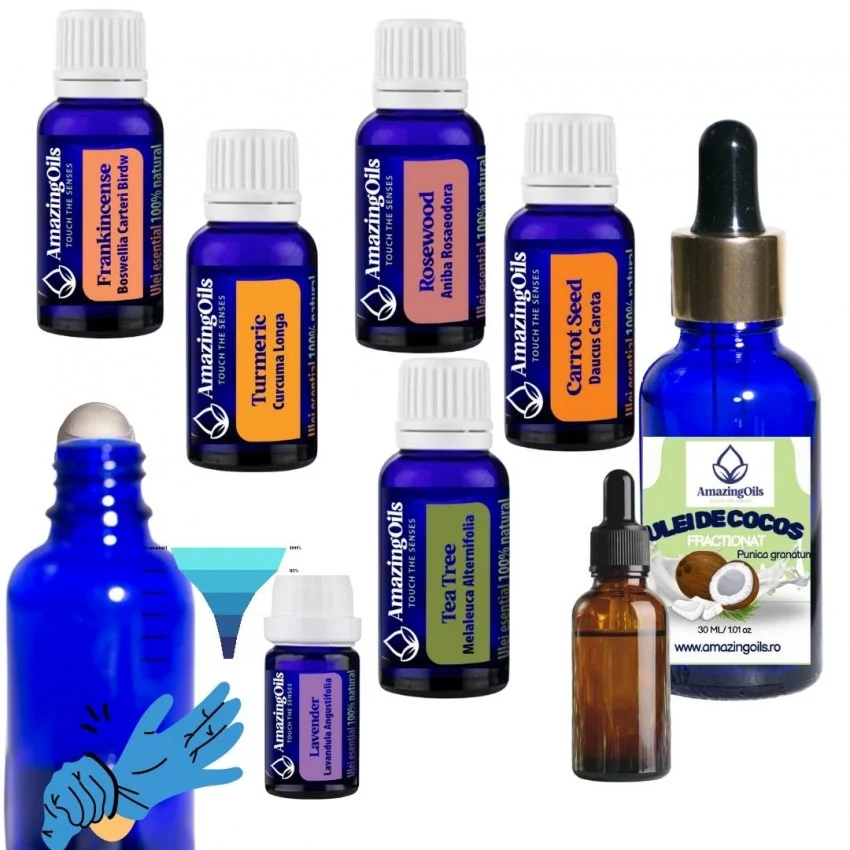 SET  cadou cu uleiuri esentiale INGRIJIRE PIELE-6 uleiuri esentiale-80 ml