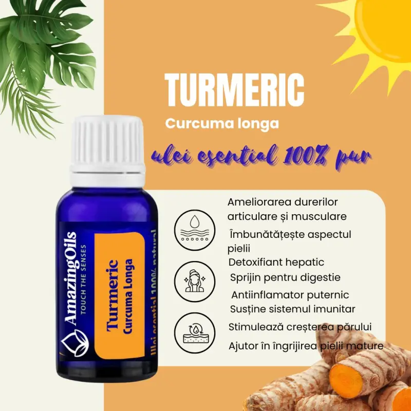 TURMERIC- Ulei esential 100% pur -TURMERIC OIL (Curcuma longa)-15ml