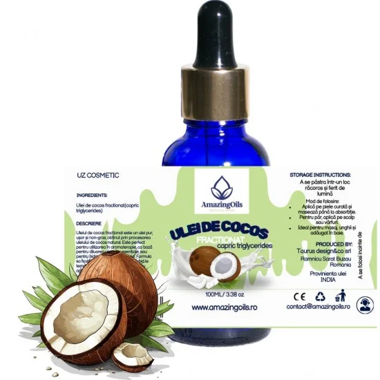 COCOS -  Ulei  virgin fractionat(capric triglycerides) sticla cu pipeta  100  ml