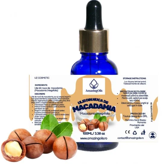  MACADAMIA - Ulei  virgin- (Macadamia Integrifolia ) sticla cu pipeta 100ml