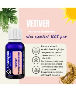  VETIVER -Ulei esential 100% pur -  VETIVER  (Chrysopogon zizanioides) 15 ml 