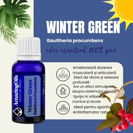 WINTERGREEN -Ulei esential 100% pur -  (Gaultheria Procumdens ) 5ml