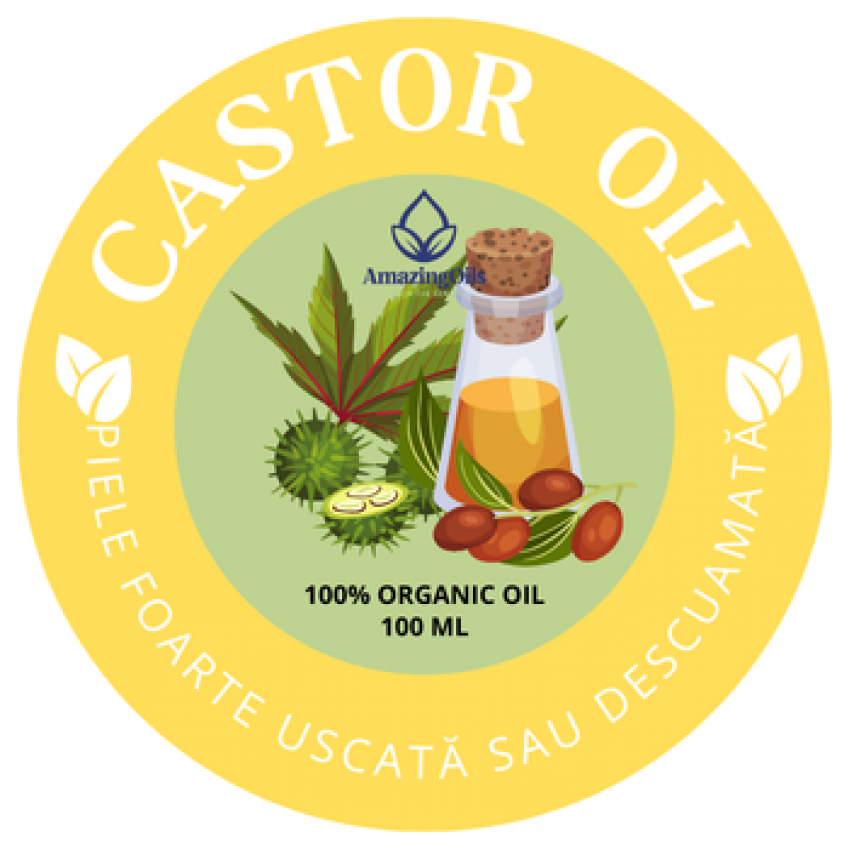 RICIN-Ulei presat la rece, organic (Ricinus communis)-sticla cu pipeta100ml